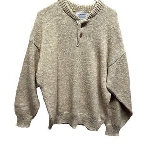 Amana Woolen Mills Men Cream XL Fisherman Sweater Wool Blend Heavy Knit